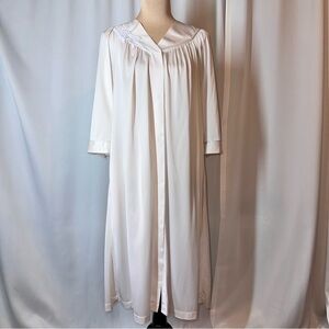 Shadowline Vintage Robe Sz S Palest Pink Nightgown Button‎ Up Pockets SOFT EUC